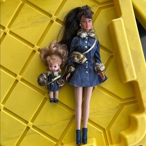 Vintage Barbie Fashion Avenue Matching Denim Outfits (Not in Box, Dolls incl)